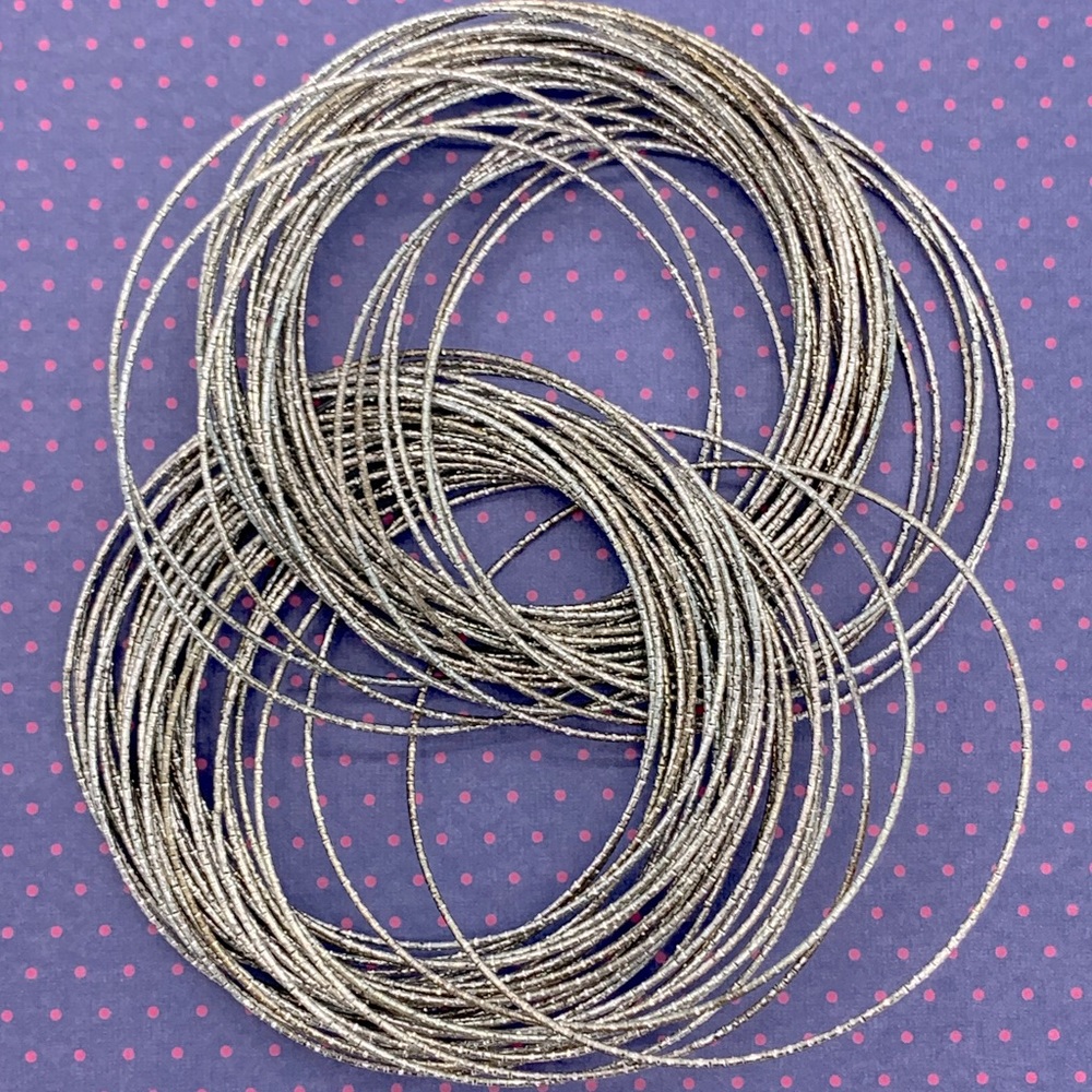 Fun multi-ring silver bangle bracelet! - Picture 3 of 5